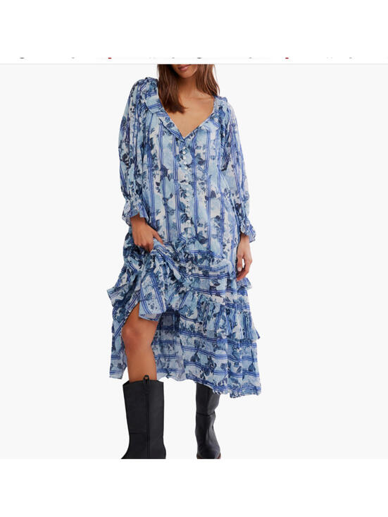 Free People Dresses & Skirts - NEW Free People Garden Wonders Long Sleeve Cotton Maxi Dress Sz M #MD1577